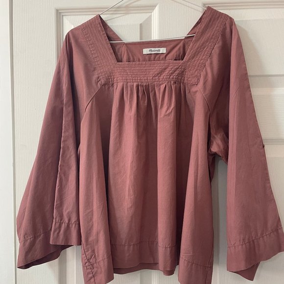 Madewell Millennial Pink Square-neck Top - Picture 1 of 5